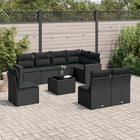 9-piece Lounge Set with cushions poly rattan black