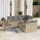 9-piece Lounge Set with Cushions Poly Rattan Beige