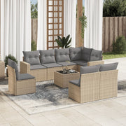 Loungeset 9-delig poly rattan beige