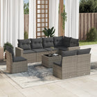 9-piece Loungeset with cushions poly rattan grey