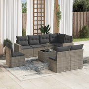 Loungeset 9-delig poly rattan grijs