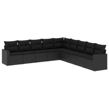9-Delige Loungeset Met Kussens Poly Rattan Zwart