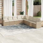 9-piece Lounge Set with Cushions Poly Rattan Beige
