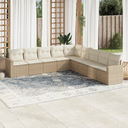 Loungeset 9-delig poly rattan beige
