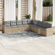 Loungeset 9-delig poly rattan beige