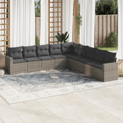 Loungeset 9-delig poly rattan grijs