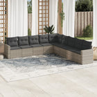 9-piece Lounge Set with Cushions Poly Rattan Light Grey