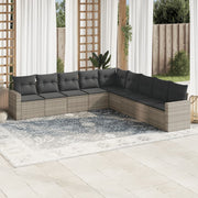 Loungeset 9-delig poly rattan lichtgrijs