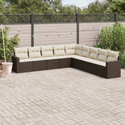 Loungeset poly rattan bruin 9-delig
