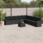 Loungeset poly rattan 10-delig zwart