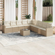 Loungeset 10-delig poly rattan beige
