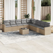Loungeset 10-delig poly rattan beige