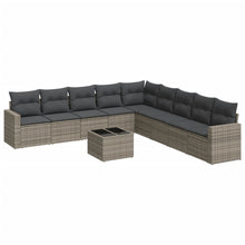 10-Delige Loungeset Met Kussens Poly Rattan Grijs