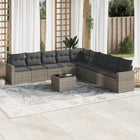 10-piece Lounge Set with Cushions Poly Rattan Grey