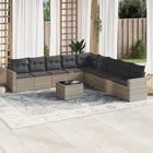 10-piece Lounge Set with Cushions Poly Rattan Light Grey