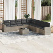 Loungeset 10-delig poly rattan lichtgrijs