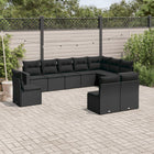 Loungeset 10-delig poly rattan zwart