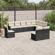 Loungeset 10-delig poly rattan zwart