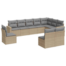 10-Delige Loungeset Met Kussens Poly Rattan Beige