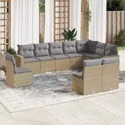 Loungeset 10-delig poly rattan beige