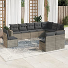 10-piece Lounge Set with Cushions Poly Rattan Grey