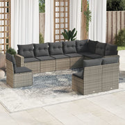 Loungeset 10-delig poly rattan grijs