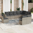 10-piece Lounge Set with Cushions Poly Rattan Light Grey