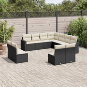 Loungeset 11-delig poly rattan zwart