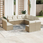 Tuinset 11-delig poly rattan beige met kussens