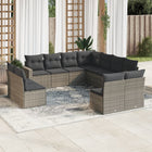 11-piece Loungeset with cushions poly rattan grey
