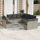 11-Piece Loungeset with cushions poly rattan light gray