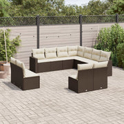 Loungeset poly rattan 11-delig bruin