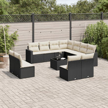 12-Delige Loungeset Met Kussens Poly Rattan Zwart