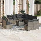 12-piece lounge set with cushions poly rattan grey