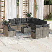 Loungeset 12-delig poly rattan grijs