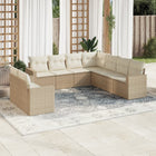 Loungeset 9-delig poly rattan beige