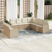 Loungeset 9-delig poly rattan beige