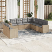 Loungeset 9-delig poly rattan beige