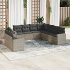 9-piece Lounge Set with Cushions Poly Rattan Light Grey