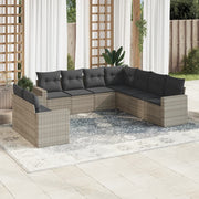 Loungeset 9-delig poly rattan lichtgrijs