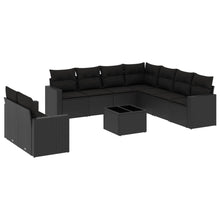 10-Delige Loungeset Met Kussens Poly Rattan Zwart