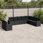 Loungeset poly rattan 10-delig zwart