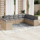Loungeset poly rattan 10-delig beige