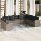 10-piece Lounge Set with Cushions Poly Rattan Grey