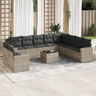11-Piece Loungeset with cushions poly rattan light gray