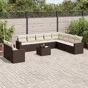 Loungeset poly rattan bruin 11-delig