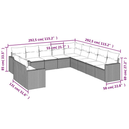 11-Delige Tuinset Met Kussens Poly Rattan Beige