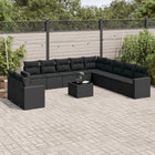 Loungeset poly rattan 12-delig zwart