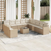 Loungeset poly rattan 12-delig beige