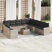 Loungeset 12-delig poly rattan lichtgrijs